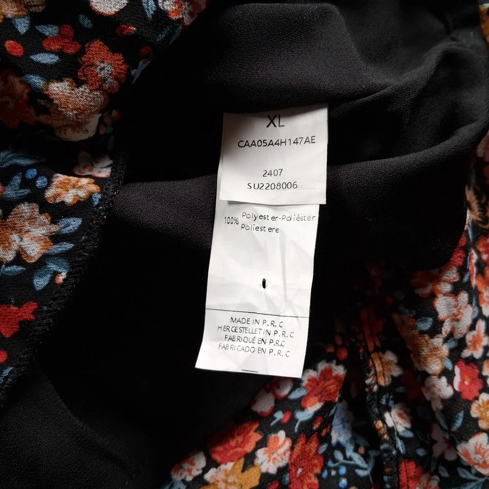 NWT Cupshe Floral Mini Dress Womens XL Multicolor V-Neck Long Sleeve Ruffle Hem